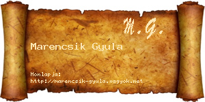 Marencsik Gyula névjegykártya